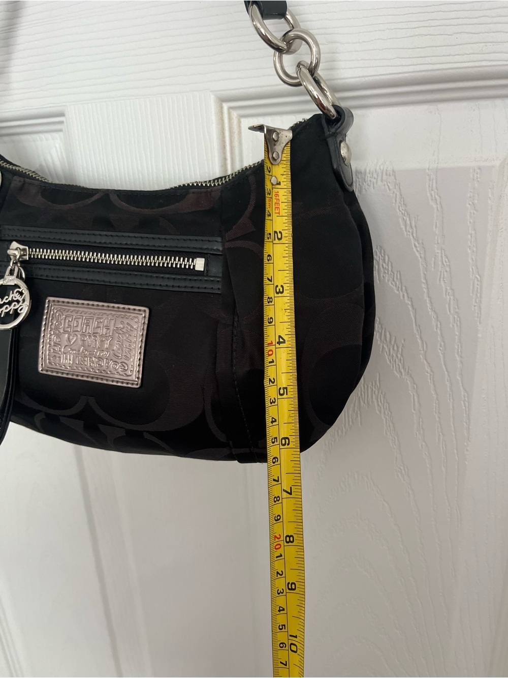 Coach Poppy Black Signature Jacquard Shoulder Bag Silver Hardware Y2K - Picture 14 of 14
